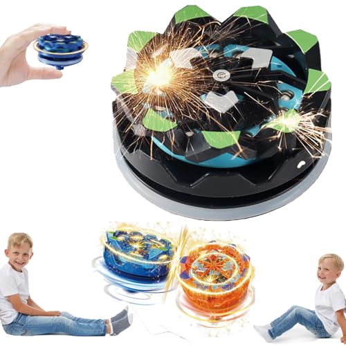 Fireworks Fingertip Gyro, Handheld Fireworks Gyroscope, Collision Sparks Light Up Spinning Top Toy, Luminous Spinning Gyroscope Battle Decompression Toy (Black) von Smilamo