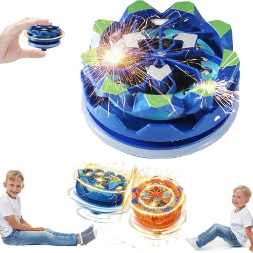 Fireworks Fingertip Gyro, Handheld Fireworks Gyroscope, Collision Sparks Light Up Spinning Top Toy, Luminous Spinning Gyroscope Battle Decompression Toy (Blue) von Smilamo