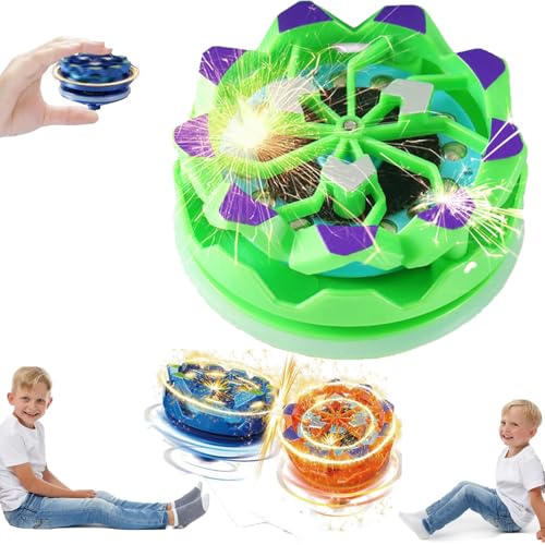 Fireworks Fingertip Gyro, Handheld Fireworks Gyroscope, Collision Sparks Light Up Spinning Top Toy, Luminous Spinning Gyroscope Battle Decompression Toy (Green) von Smilamo