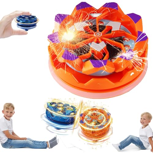 Fireworks Fingertip Gyro, Handheld Fireworks Gyroscope, Collision Sparks Light Up Spinning Top Toy, Luminous Spinning Gyroscope Battle Decompression Toy (Qrange) von Smilamo