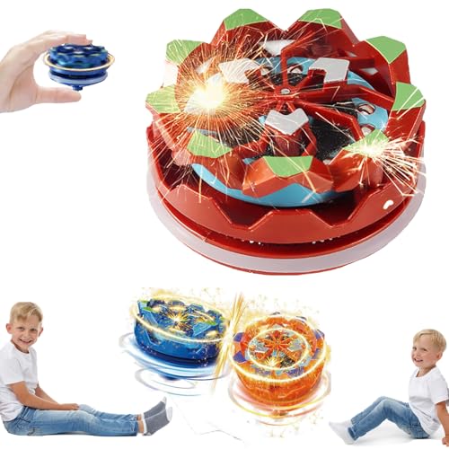 Fireworks Fingertip Gyro, Handheld Fireworks Gyroscope, Collision Sparks Light Up Spinning Top Toy, Luminous Spinning Gyroscope Battle Decompression Toy (Red) von Smilamo