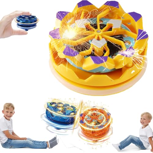 Fireworks Fingertip Gyro, Handheld Fireworks Gyroscope, Collision Sparks Light Up Spinning Top Toy, Luminous Spinning Gyroscope Battle Decompression Toy (Yellow) von Smilamo