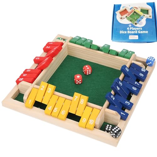 Mathespiel Holzbrett, Holz Würfelspiel, Holzbrett Tisch Mathe, Shut The Box 4 Spieler, Geeignet für 1 bis 4 Spieler im Alter von 8 und Höher zu Spielen von Smilbaley