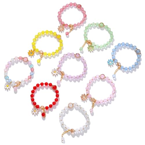 Smilbaley 9 Stück Bunte kleine Daisy Mädchen Armband, Armbänder für Mädchen, Kinder Freundschafts Armbänder, Kinder Perlenarmband, Geschenke für Mädchen, Partygeschenke zum Geburtstag von Smilbaley