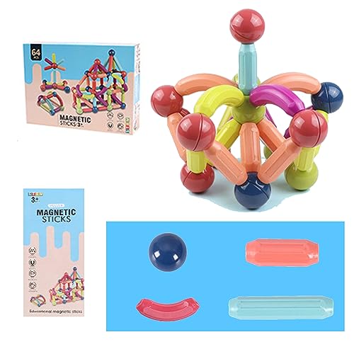 Smilbaley Pack of 64 Magnetic Building Blocks für Kids, Magnetic Toys für Kids, Magnetic Toys Intelligence, Magnet Montessori Toy, Geeignet für Kinder ab DREI Jahren von Smilbaley