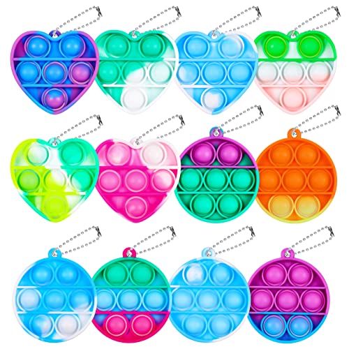 Smilcloud 12 Stück Mini Pop Bubble Fidget Schlsselanhnger Silikon Sensory Toy Mini Pop Pop Push Schlsselbund Set Popit Keychain für Erwachsene und Kinder (Zufällige Farbe) von Smilcloud