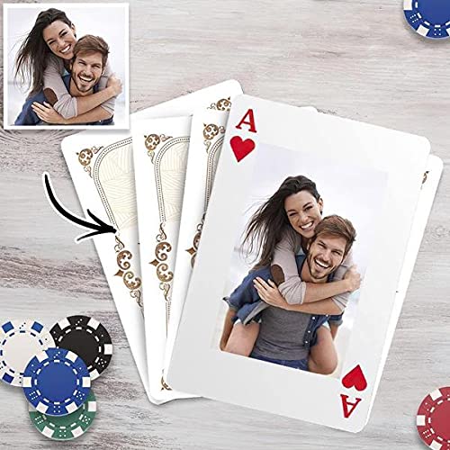 Personalisierte Pokerkarten mit Foto & Text Anzahl Plastik Wasserdicht Spielkarten mit Bedrucken Bild Kartenspiel mit Erwachsene Familie Freund Kinder Casino Spielkarten mit Stahlbox von Smile lab