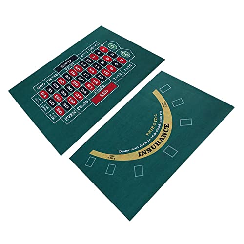 1 Stück doppelseitige Poker-Matte, 60 x 90 cm, Poker- und Blackjack-Matte, Filztuch, Poker-Tischmatte, Poker-Tischdecke, Roulette-Layout-Tischmatte, für Tisch-Craps und Blackjack von Smileshiney