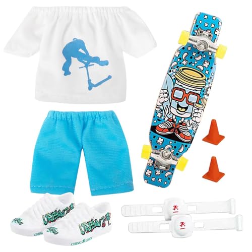 Finger Scooter Set, Fingerspielzeug Set, Finger Spielzeug Set, Fingerkleidung, Finger Schuhe, Fingerhose, Fingerboards, Fingerscooter Mit Hose Und Schuhen von Smileshiney