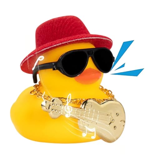 Smileshiney 5 Stück Gummi Ente Auto - 6 X 4,5 cm Ente Auto Armaturenbrett,Gummi Ente Mit Musikinstrument Für Auto,Gummiente Mit Hut,Ente Gummi Pool,Ente Auto Deko,Für Auto,Büro,Zimmer Dekoration von Smileshiney