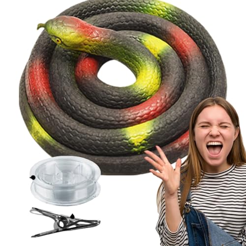 Smileshiney Clip Snake Prank,Schlange an Einer Schnur - Gefälschte Schlange für Golf,Schlangen-Streich-Spielzeug, gefälschte Schlangen-Requisiten, Simulations-Schlangenspielzeug mit Schnur und Clip von Smileshiney