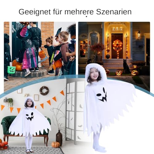 Smileshiney Geister-Halloween-Kostüm für Mädchen, Halloween-Geister-Outfit - Kapuzen-Anziehoutfit | Rollenspiel-Requisiten, Halloween-Umhang für Karnevalsnachtparade, Maskerade von Smileshiney