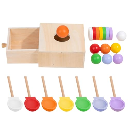Smileshiney Hölzerne Ball-Drop-Spielzeuge, hölzerne Münzbox - Hand-Auge-Koordinationsspielzeug | Entwicklungsmünz-Matching-Box für Hand-Auge-Koordination, pädagogische Farbformsortierung für das von Smileshiney