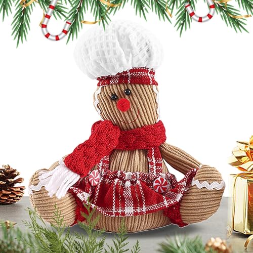 Smileshiney Lebkuchenmann-Puppe, Lebkuchenmann-Plüsch - Leuchtendes Lebkuchenspielzeug mit Kochmütze | 26 cm/10 Zoll weiches Weihnachtsplüschtier, Keks-Plüschpuppe, Lebkuchenmann-Lampe für Kinder, von Smileshiney