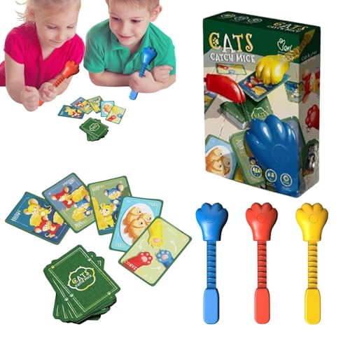 Smileshiney Reaktionsspiel für Kinder,Reaktionskartenspiele | Katze fängt Mäuse Reaktionstrainingsspiel - Konzentrationstraining-Brettspiel, Schulreisespielzeug von Smileshiney