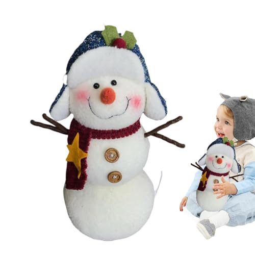 Smileshiney Schneemann-Plüschpuppe, Weihnachts-Plüsch-Schneemann mit Kapuze | Plüsch Schneemann Figur Weihnachten süße Puppe,Saisonale Dekoration, Winterurlaub, weiche Puppe, Fotografie-Requisiten für von Smileshiney