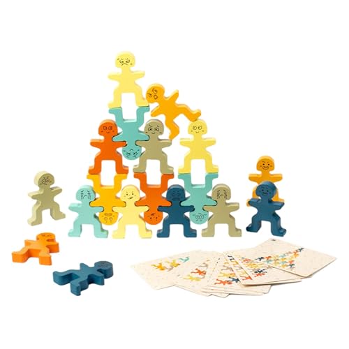 Smileshiney Stapelpuzzlespiel, Stapelfigurenspielzeug - Interaktives Spielzeug aus hölzernen Balancierstapelblöcken,Stapelspiel für frühes Lernen, Stapelspielzeug für Vorschulaktivitäten für und von Smileshiney