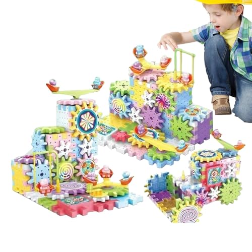 Smileshiney Zahnradspielzeug, Zahnräder für Kinder - Lernspielzeug-Set mit Zahnrädern | Rotierendes kreatives Konstruktionsspielzeug für Kinder ab 3 Jahren, Spielzeugset mit Stielbausteinen von Smileshiney