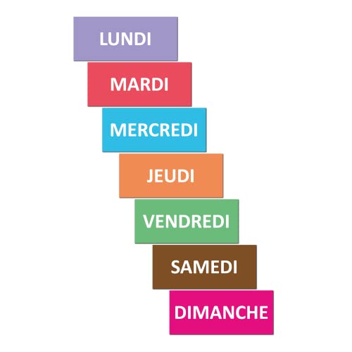 Smileyboard - 7 magnetische Wochentage - 10cm breit und 4cm hoch - Lundi - DIMANCHE - Französisch von Smileyboard