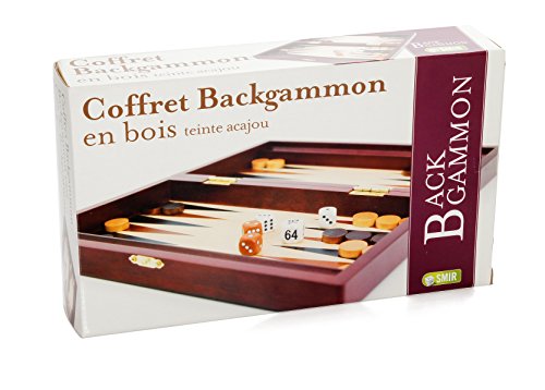 Smir - Backgammon aus Holz – Mahagoni-Tönung – Denk- und Strategiespiel – Traditionelles Spiel – Spielteile und Zubehör aus Holz von France Cartes