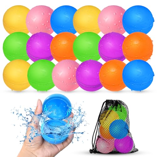 Smirodi SOPPYCID 18 Stück Wasserbomben Wiederverwendbar,Silikon Wasserbomben Selbstschließend magnetische Spritzbälle,Sommer Wasserspielzeug für Kinder im Alter von 3-12 Jahren für Spaß,Pure Farbe. von Smirodi