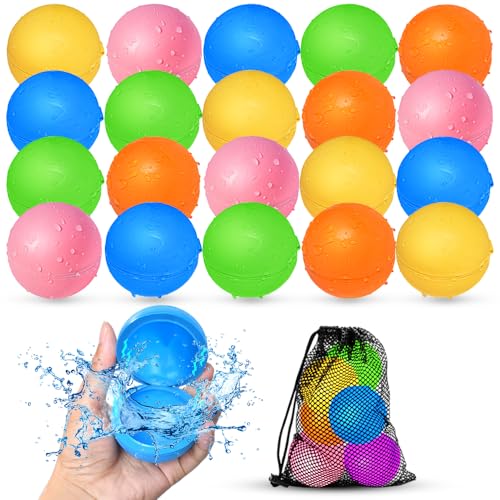 SOPPYCID 20 Stück Wasserbomben Wiederverwendbar,Silikon Wasserbomben Selbstschließend magnetische Spritzbälle,Sommer Wasserspielzeug für Kinder im Alter von 3-12 Jahren für Spaß,Pure Farbe. von Smirodi