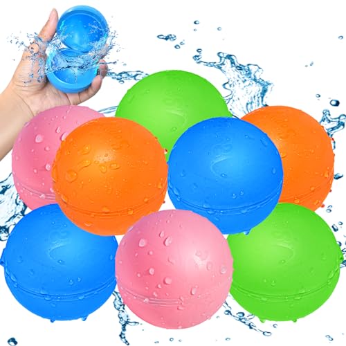 SOPPYCID Wiederverwendbare Wasserballons, weiche Silikon-Wasserspritzkugeln, magnetischer Wasserball für Outdoor-Spiele, Sommerpartys (8 Stück) von Smirodi