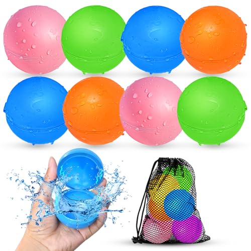 SOPPYCID Wasserbomben Wiederverwendbar,Silikon Wasserbomben Selbstschließend magnetische Spritzbälle,Sommer Wasserspielzeug für Kinder im Alter von 3-12 Jahren für Spaß,Pure Farbe(8 Stück). von Smirodi