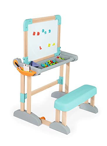 Smoby - Holzschreibtisch 2-in-1 - Zusammenklappbar, Schreibtisch und Kreativtafel, viel Zubehör, aus Buchenholz, für Kinder ab 3 Jahren von Smoby