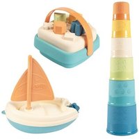 SMOBY 7600140605 Little SMOBY Green Set Formensteckspiel-Korb und Segelboot aus Biokunststoff von Smoby