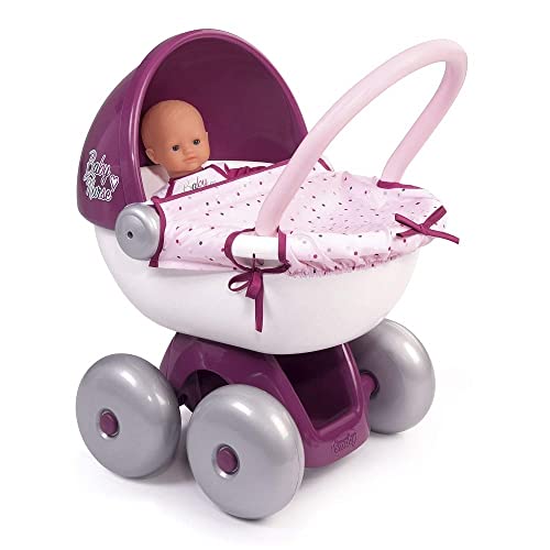 Smoby - Baby Nurse Puppenwagen - kleiner Puppenwagen für dein Püppchen bis 42 cm, mit waschbarem Stoffbezug und Sonnenschutz, für Kinder ab 18 Monaten von Smoby