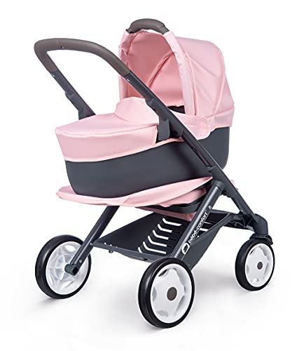 Smoby Bébé Confort – Kinderwagen + Kinderwagen 3-in-1 – für Puppen und Puppen – leise und multidirektionale Räder – Aufbewahrungskorb – 253116 von Smoby