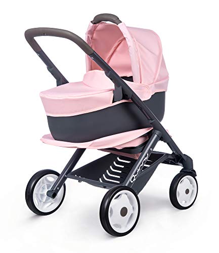 Smoby – Maxi Cosi 3in1 Multifunktions-Puppenwagen Rosa - für Puppen bis 42 cm – wandelbarer Puppenwagen für unterschiedliche bedürfnisse im Quinny-Design, für Kinder ab 3 Jahren von Smoby