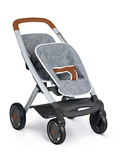 Smoby 253205 Bébé Confort - Poussette Jumeaux Gris - Roues Silencieuses Kinderwagen, grau, one Size von Smoby