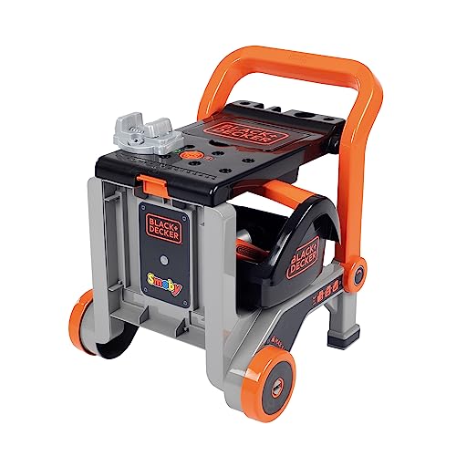 Smoby - Black + Decker 3-in-1 Multi-Werkbank mit Werkzeugkoffer - kleine Werkbank, mobiler Trolley, praktische Schubkarre, mit viel Zubhör, für Kinder ab 3 Jahren von Smoby