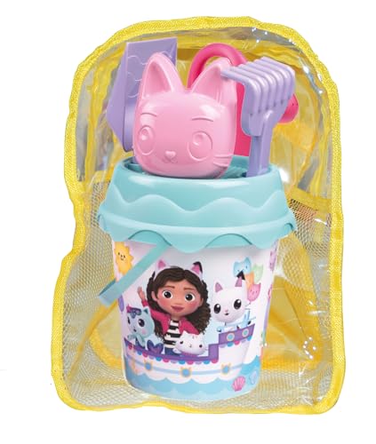 Smoby 7000862180 Strandrucksack Puppenhaus von Gabby und Zubehör, Rucksack, Eimer, Gießkanne, Sieb, Schaufel, Rechen, Form, ab 18 Monaten (7600862180), bunt von Smoby