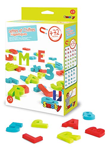 Smoby - 72 magnetische Buchstaben und Zahlen - magnetische Großbuchstaben, Zahlen und Rechenzeichen, für Vorschulkinder, für Kinder ab 3 Jahren von Smoby