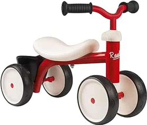 Smoby – Rookie Laufrad Rot – ideale Lauflernhilfe für Kinder ab 12 Monaten, Lauflernrad mit Spielzeug-Korb, Retro Design für Jungen und Mädchen von Smoby