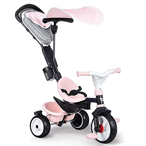 Smoby - Baby Driver Plus Rosa - 3-in-1 Kinder Dreirad, mitwachsendes Multifunktionsfahrzeug mit premium Ausstattung, für Kinder ab 10 Monaten von Smoby