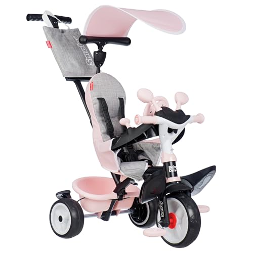 Smoby - Baby Driver Rosé - 3-in-1 Kinder Dreirad, mitwachsendes Multifunktionsfahrzeug mit Premium Ausstattung, für Kinder ab 10 Monaten von Smoby