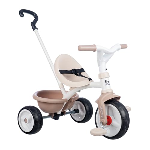 Smoby - Be Move Beige - Kinderdreirad mit Schubstange, Sitz mit Sicherheitsgurt, Metallrahmen, Pedal-Freilauf, für Kinder ab 15 Monaten von Smoby