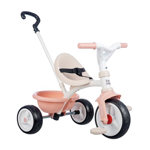 Smoby - Be Move Rosé - Kinderdreirad mit Schubstange, Sitz mit Sicherheitsgurt, Metallrahmen, Pedal-Freilauf, für Kinder ab 15 Monaten von Smoby