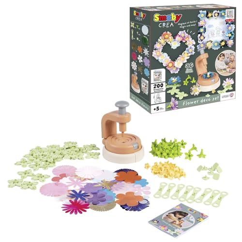 Smoby - Crea Kreativset Flower Deko – mit Blumen-Kreations-Maschine - 200 Zubehörteile - für Kinder ab 5 Jahren von Smoby