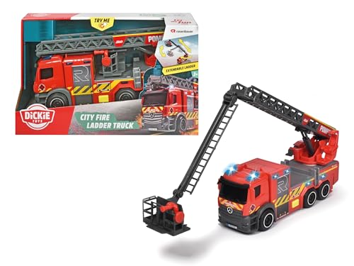 Smoby Dickie 203714023002 Feuerwehrauto 23 cm – Sound- und Lichtfunktionen – ausziehbare Leiter von Smoby