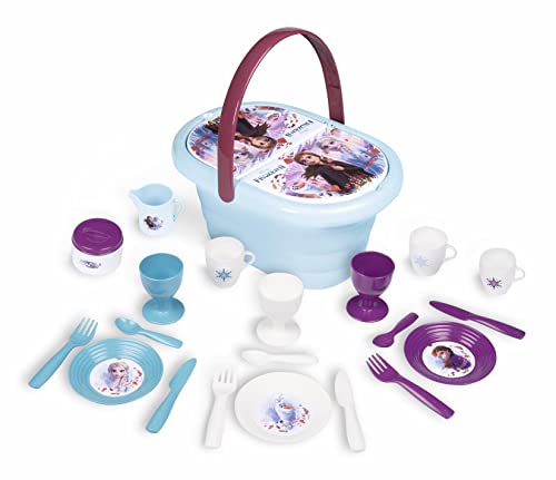 Smoby – Die Eiskönigin Picknick-Korb – Spielset mit Spielzeug-Teeservice (20 Teile), inkl. Teller, Besteck, Becher, für Kinder ab 3 Jahren, blau von Smoby