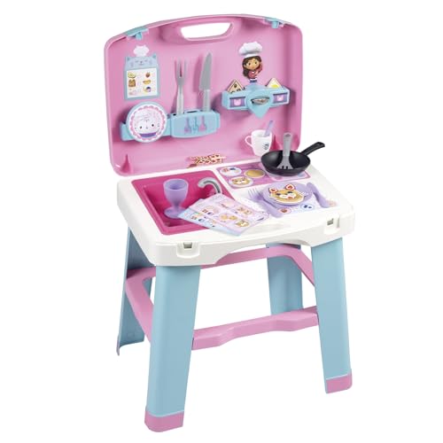 Smoby – Gabby's Dollhouse Mobile Spielküche (43 x 35 x 76 cm) – Mit 13 Zubehörteilen – für Kinder ab 3 Jahre von Smoby