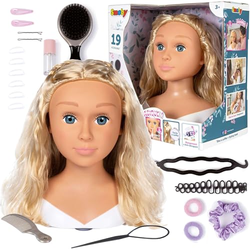 Smoby Großer Friseur-Stylingkopf Nia Haarstyling-Puppe + Zubehör von Smoby