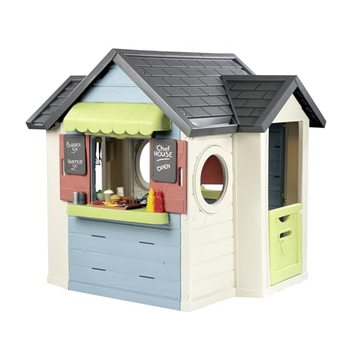 Smoby Life - Chef Spielhaus (124x132x135 cm) mit 60% Recycling-Anteil - wetterfestes Gartenhaus für Kinder mit Bedientheke - Outdoor-Imbiss für Garten oder Terrasse - ab 2 Jahre von Smoby