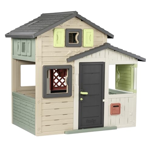 Smoby Life - Evo Friends Spielhaus (114x162x175 cm) mit 61% Recycling-Anteil - wetterfestes Gartenhaus für Kinder mit Briefkasten - Outdoor-Kinderhaus für Garten oder Terrasse - ab 3 Jahre von Smoby