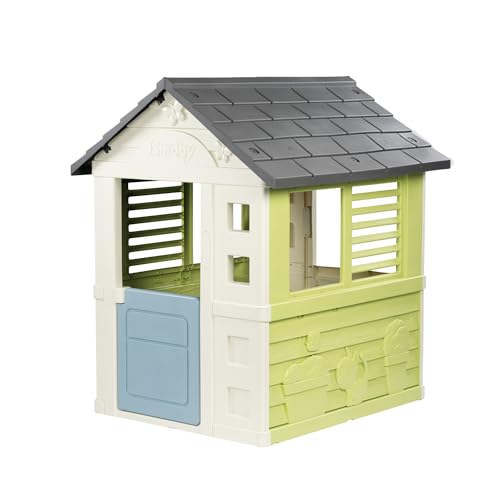 Smoby Life - Jolie Spielhaus (98x110x127 cm) mit 59% Recycling-Anteil - wetterfestes Gartenhaus für Kinder mit Fenstern - Outdoor-Kinderhaus für Garten oder Terrasse - ab 2 Jahre von Smoby